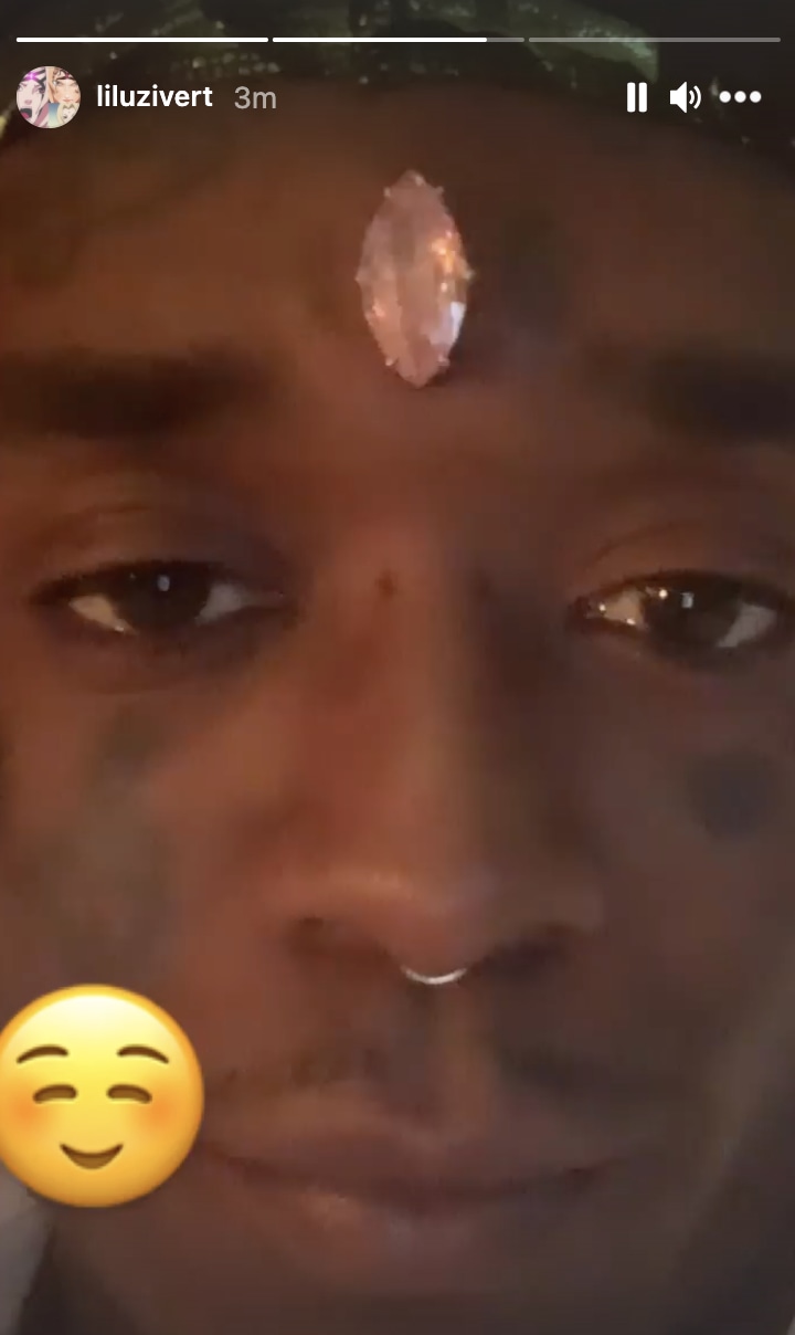 Lil Uzi Vert appears to have pierced an enormous diamond into his forehead